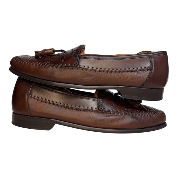 Mezlan Costa Tassel Loafers Brown Croc and Leather Slip on Men\'s 10 Spain main image 9